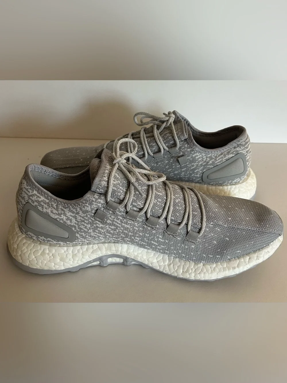 adidas White and Grey Pureboost Reigning Champ Running Shoes